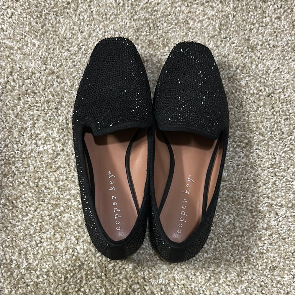 Copper Key Black Flats Elegant Slip-On Loafers